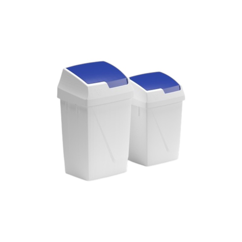 Weißer Abfallbehälter 25 l - Mit Klappdeckel Blau - Lindy Swing